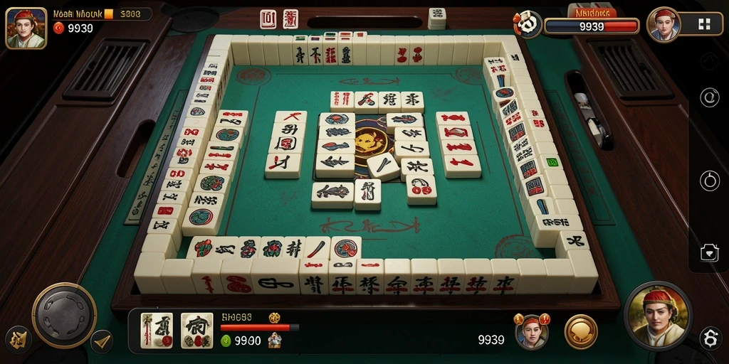 Screenshot gameplay 9939 yang menunjukkan momen menegangkan dalam permainan Mahjong.