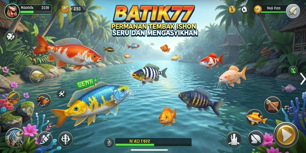 Tampilan menarik dari gameplay Tembak Ikan BATIK77.