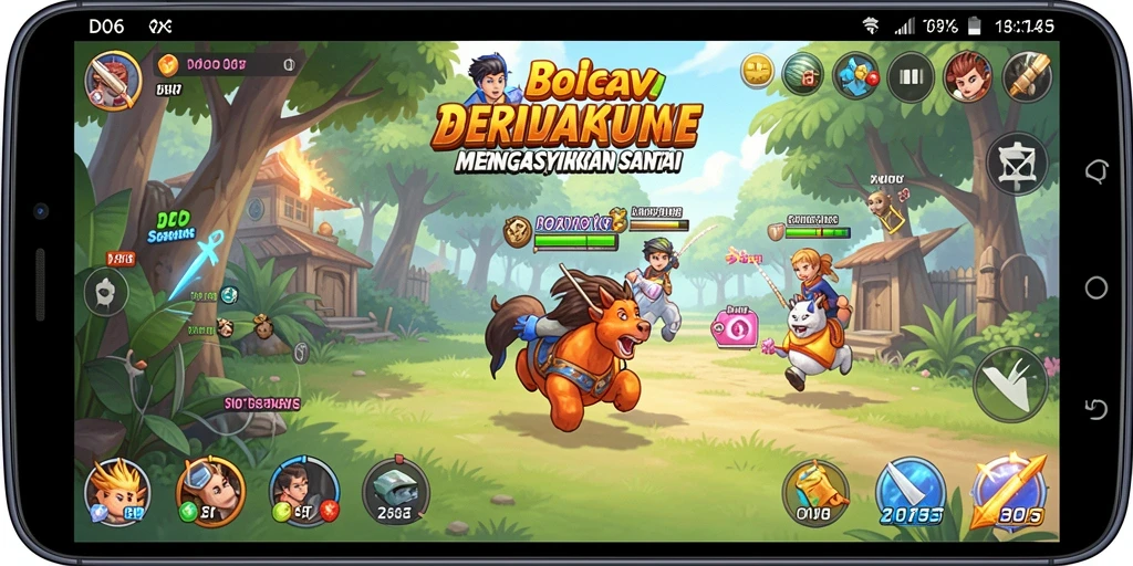 Tampilan gameplay D06 yang penuh warna dan menghibur.