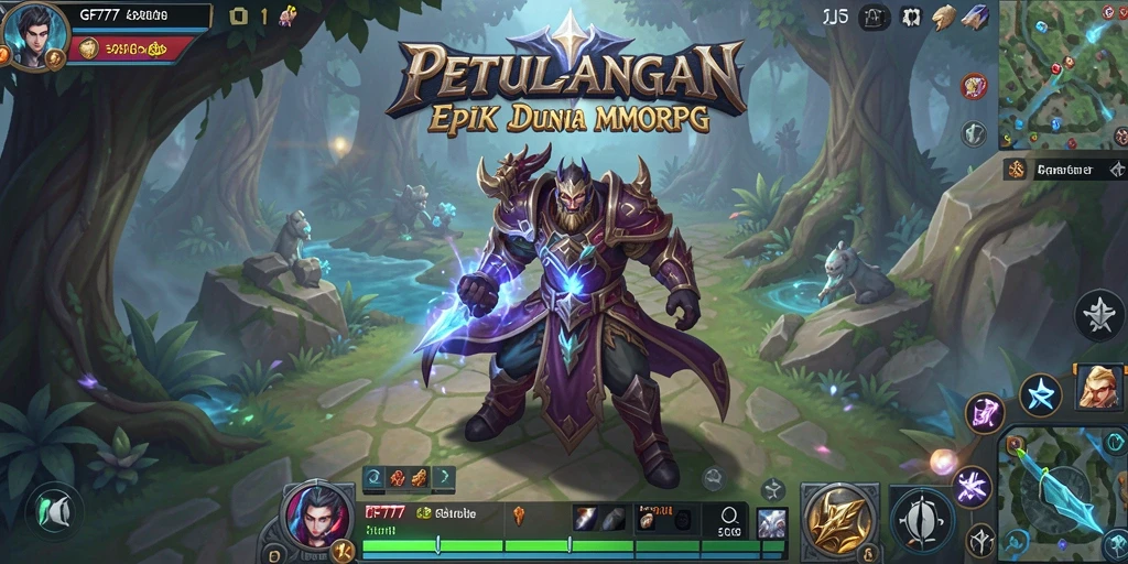 Tampilan gameplay GF777 dengan aksi seru dalam dunia MMORPG.