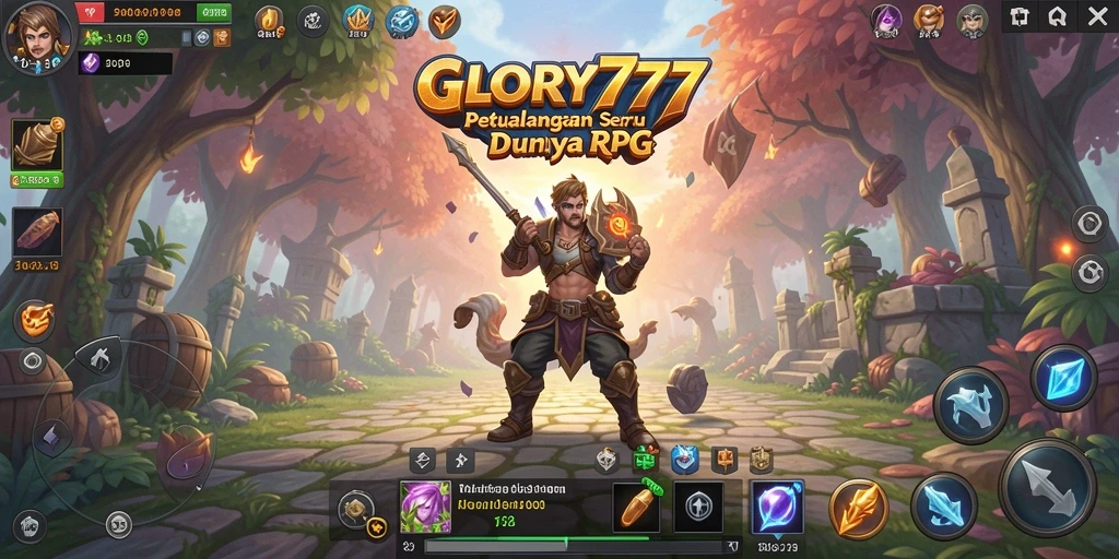 Screenshot GLORY777 menampilkan momen pertarungan epik dalam gameplay RPG.