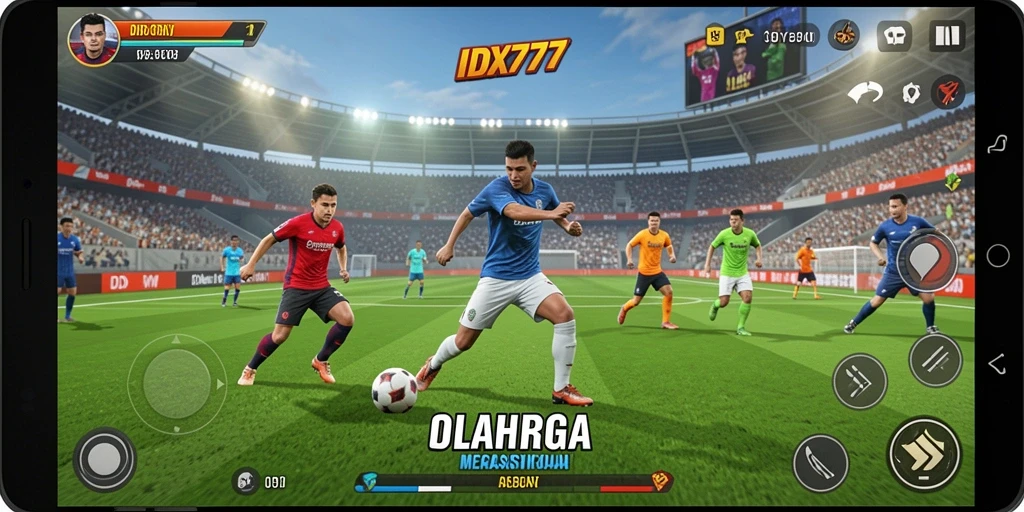 Screenshot menampilkan gameplay seru IDX777 di arena olahraga.