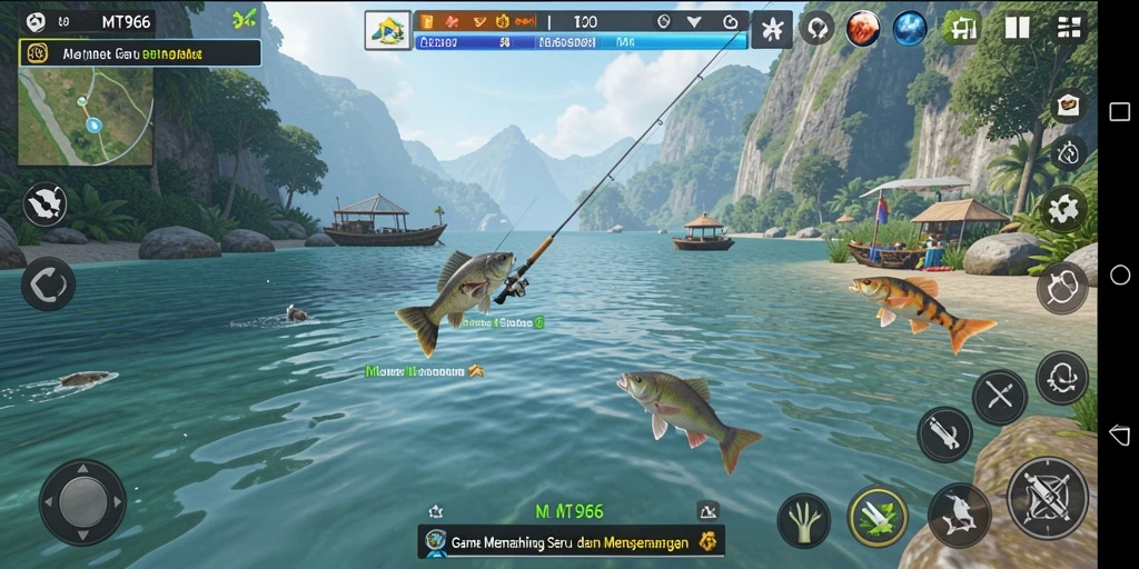 Tampilan gameplay MT966 menampilkan aksi memancing yang seru dan realistis.