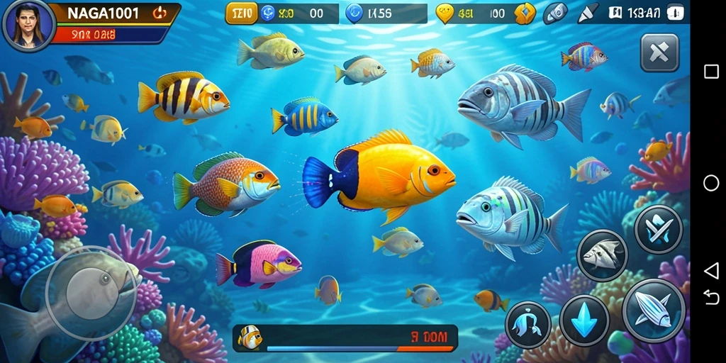 Tampilan gameplay seru dalam NAGA1001 Tembak Ikan.